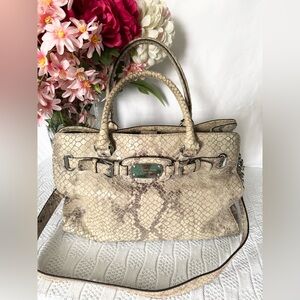 MICHAEL Michael Kors Beige Snake-Print Satchel